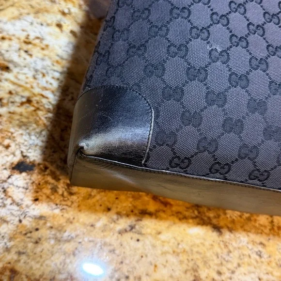 GUCCI GG Pattern Hand Tote Bag Leather canvas Black - Picture 6 of 15